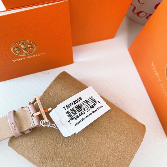 Tory Burch Women's Gigi Blush Pink Leather Strap Watch 28mm - Picture 5 of 6